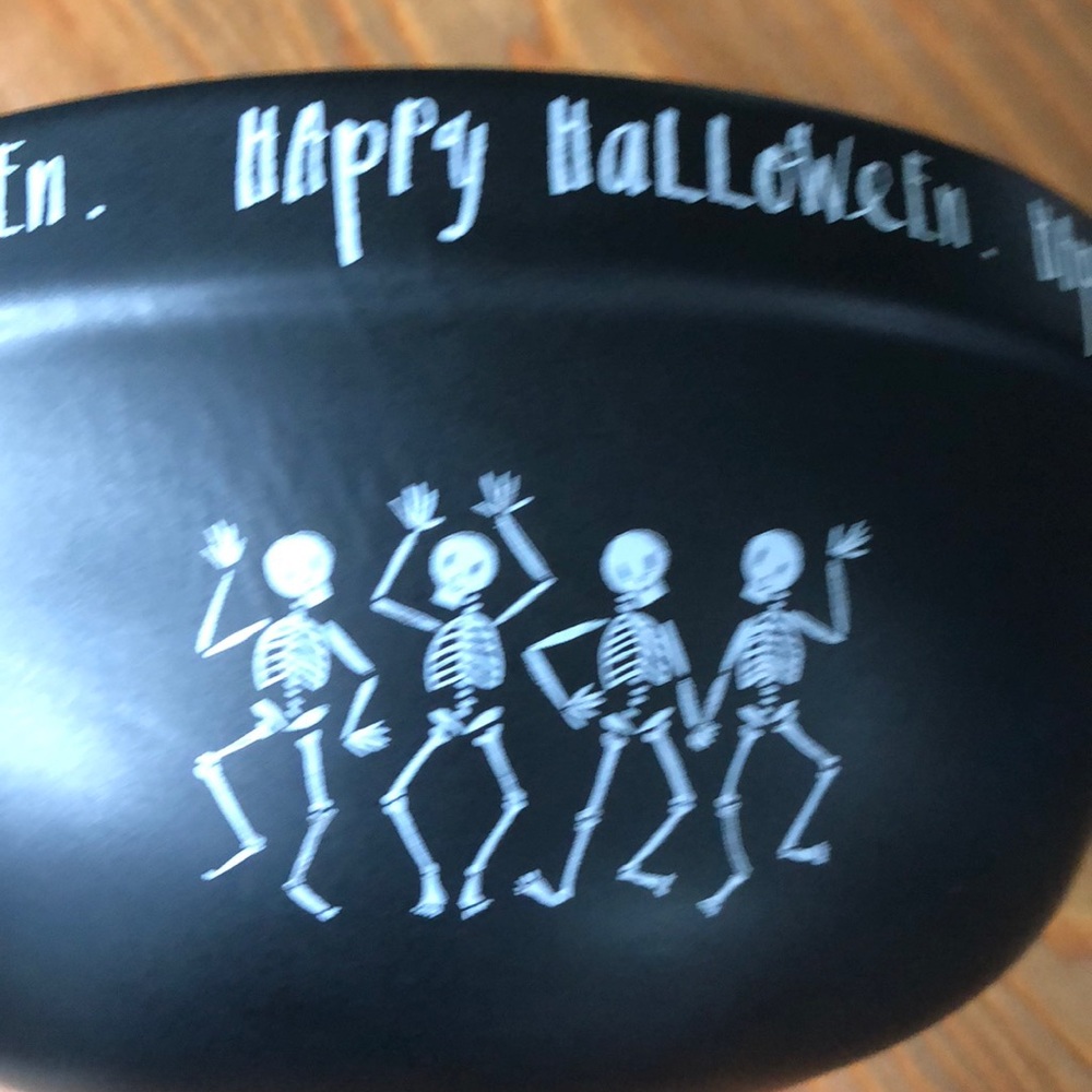 Rae Dunn Black happy Halloween bowl skeletons - Picture 4 of 4